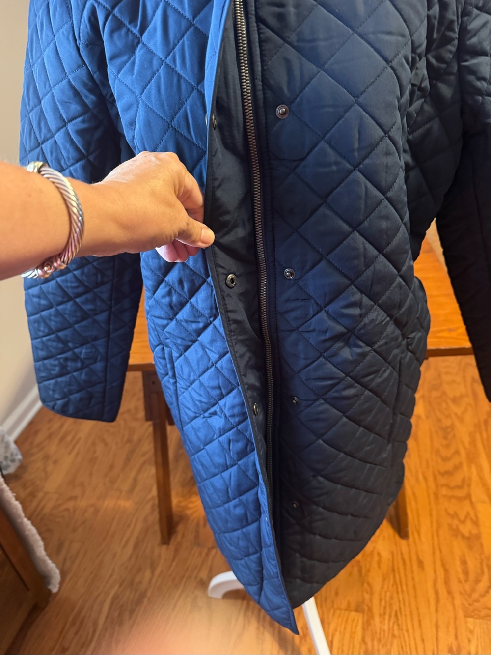 J Jill New Quilted Navy Women's Button-Front Coat medium msrp 149.00 - Picture 5 of 8